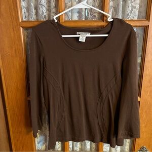 NWOT Jillian Jones Brown Long Sleeve Women's Top